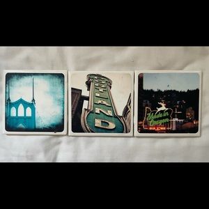 3 Powell’s Books Portland Oregon Ceramic Coasters